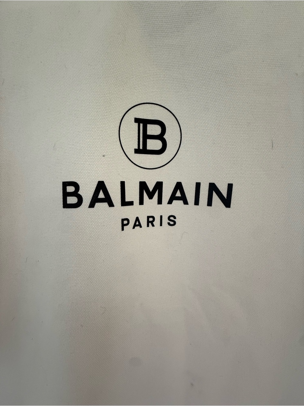 Balmain Black Logo on White Canvas